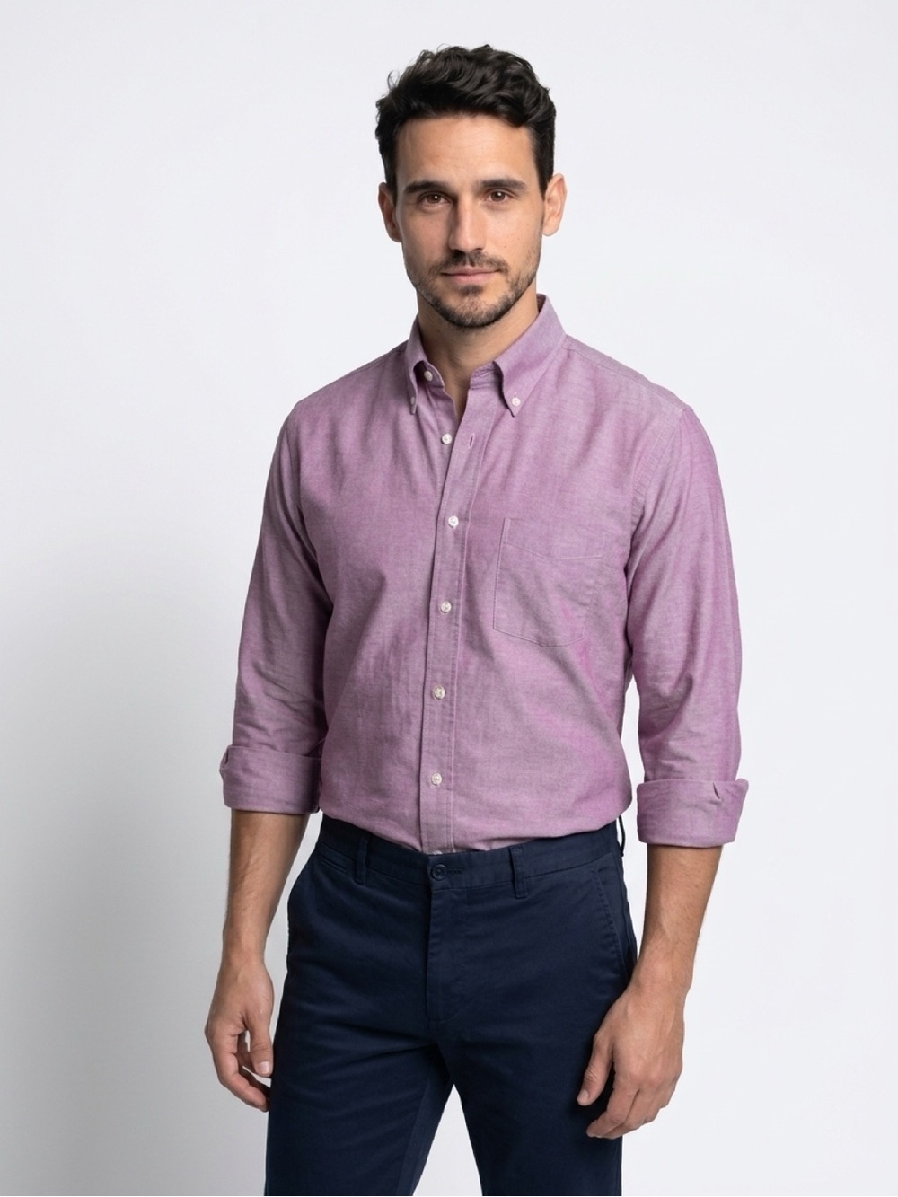 Van Heusen Light Burgundy Button-Up Dress Shirt